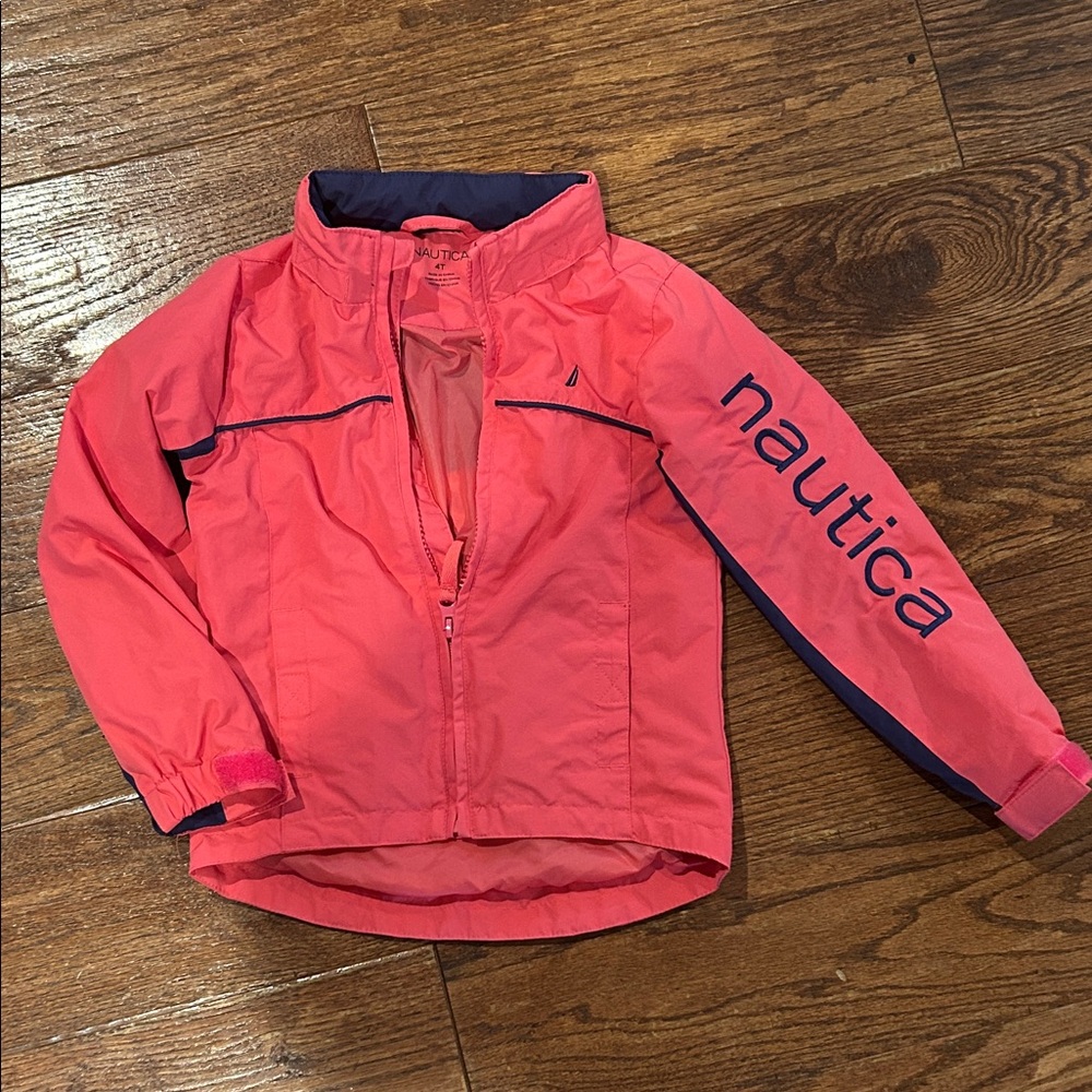 Nautica Girls Coral Pink Jacket with Navy Accents